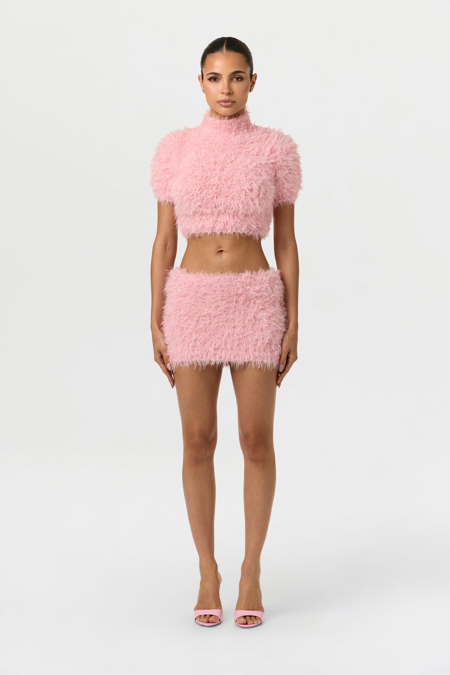 Pink Fuzzy Knit Crop Top