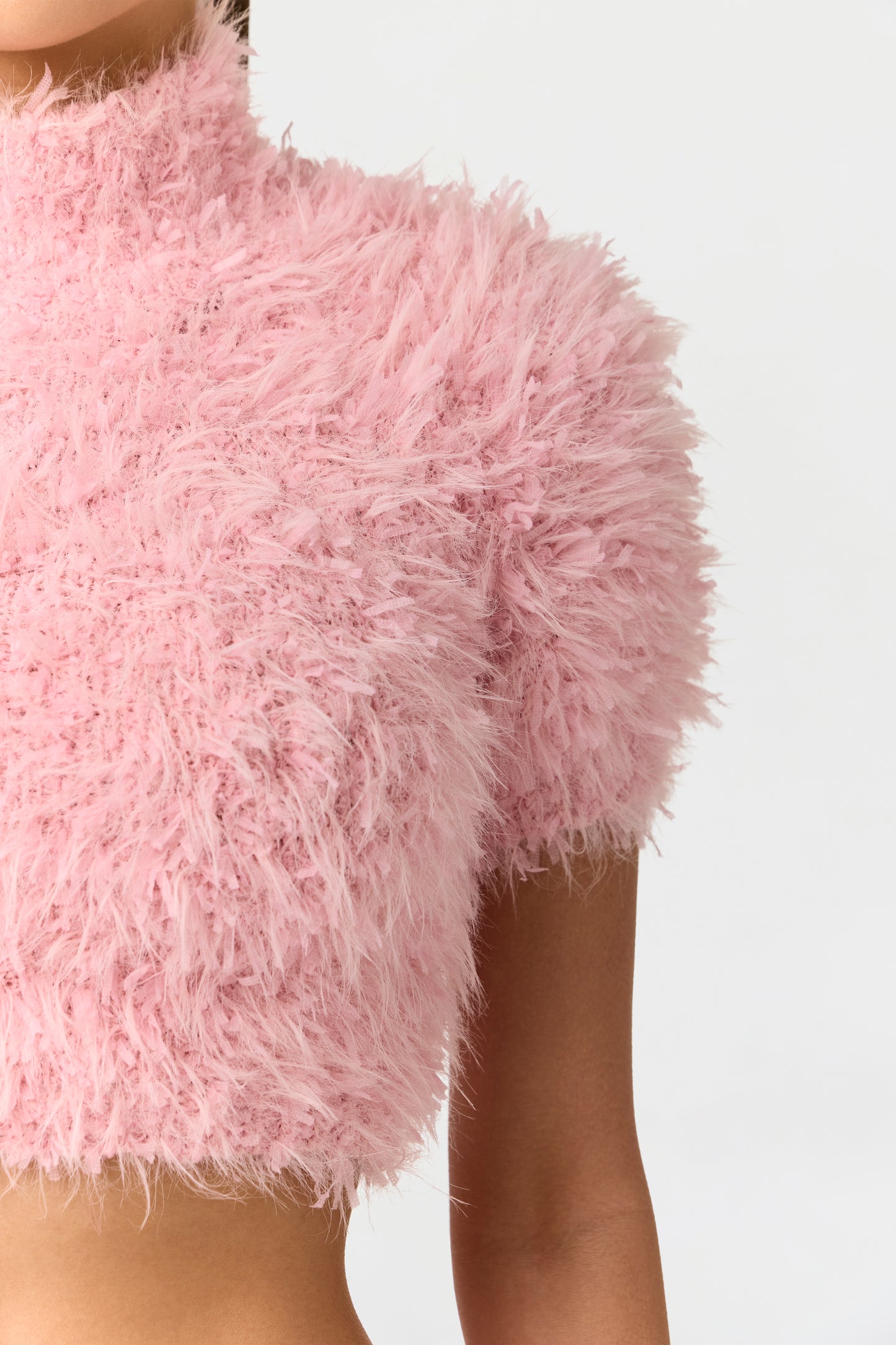 Pink Fuzzy Knit Crop Top