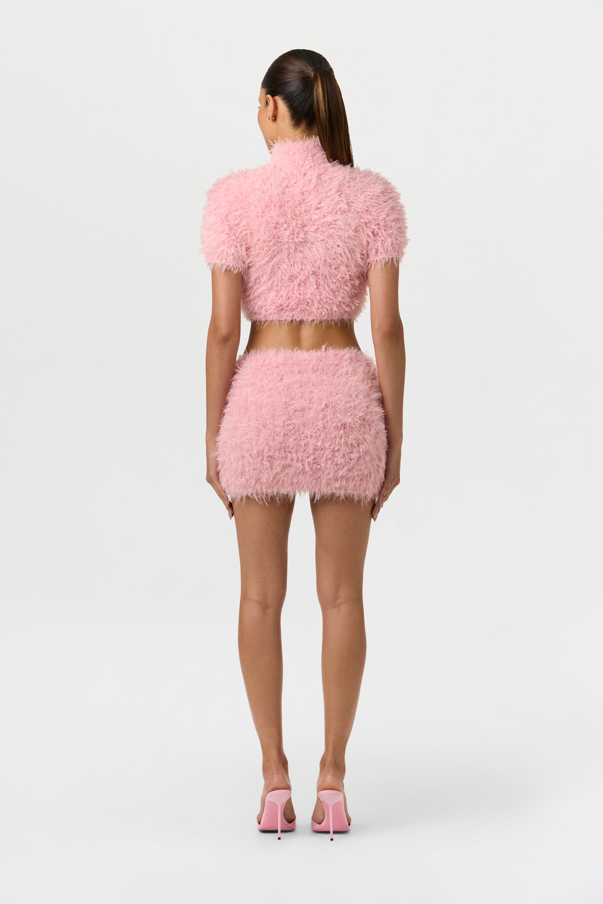 Pink Fuzzy Knit Crop Top