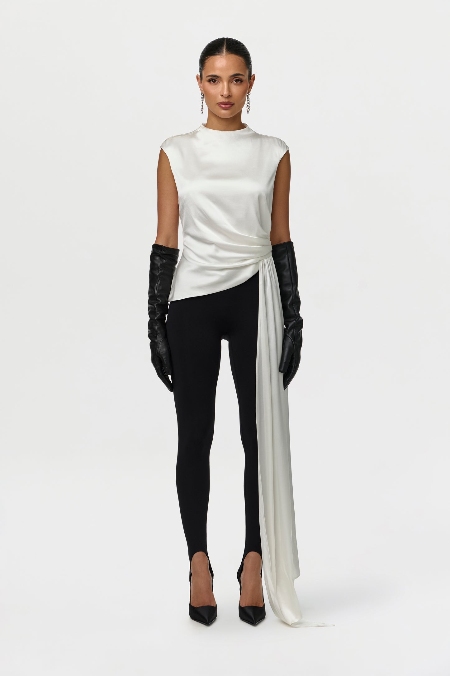 Silk Asymmetric Drape Top