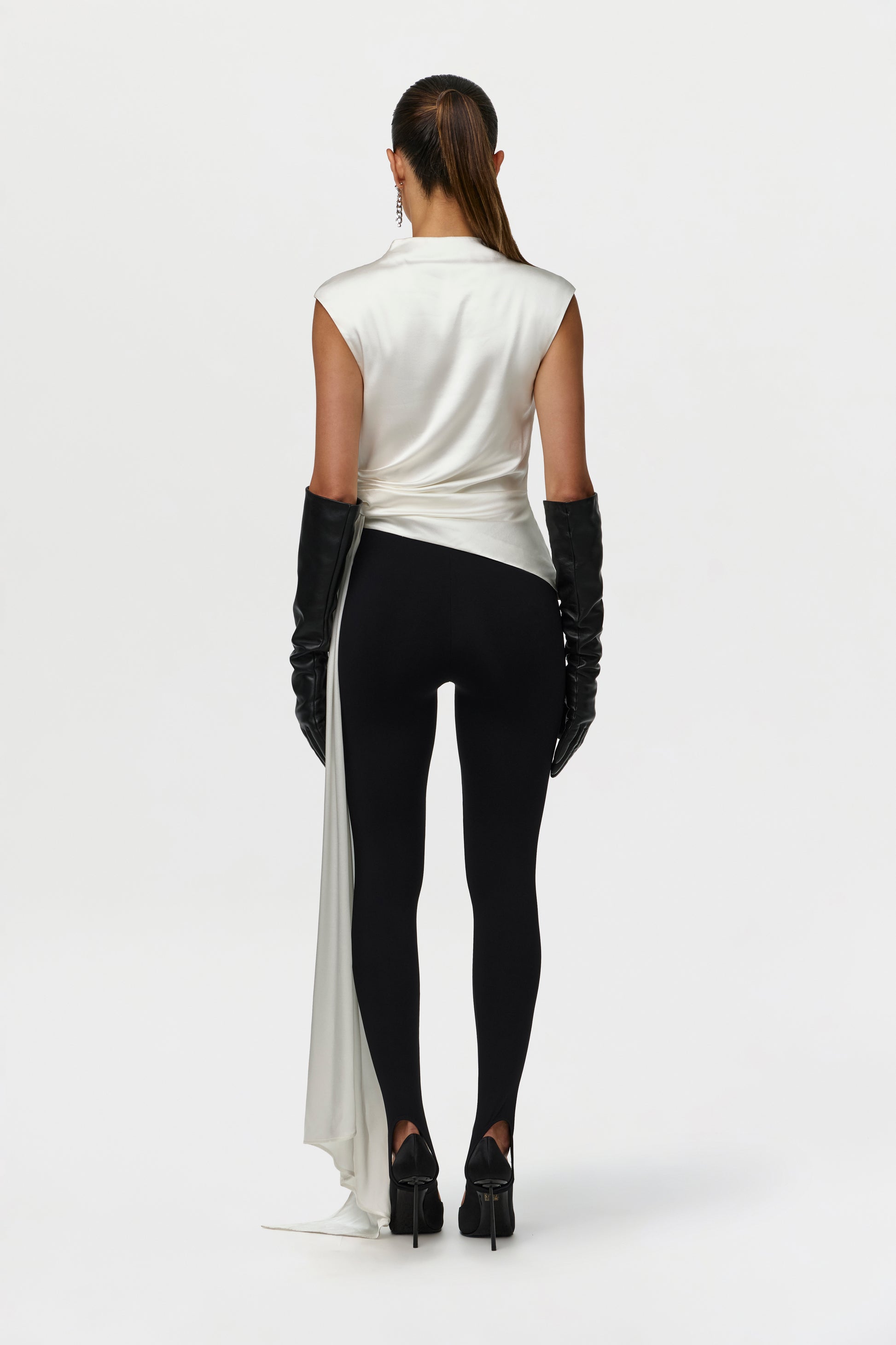 Silk Asymmetric Drape Top