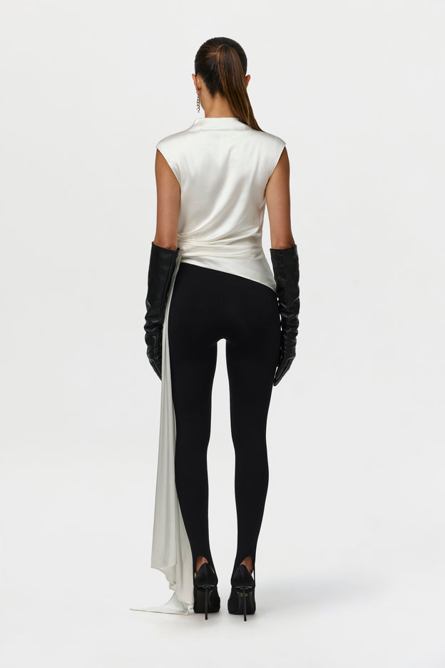 Silk Asymmetric Drape Top