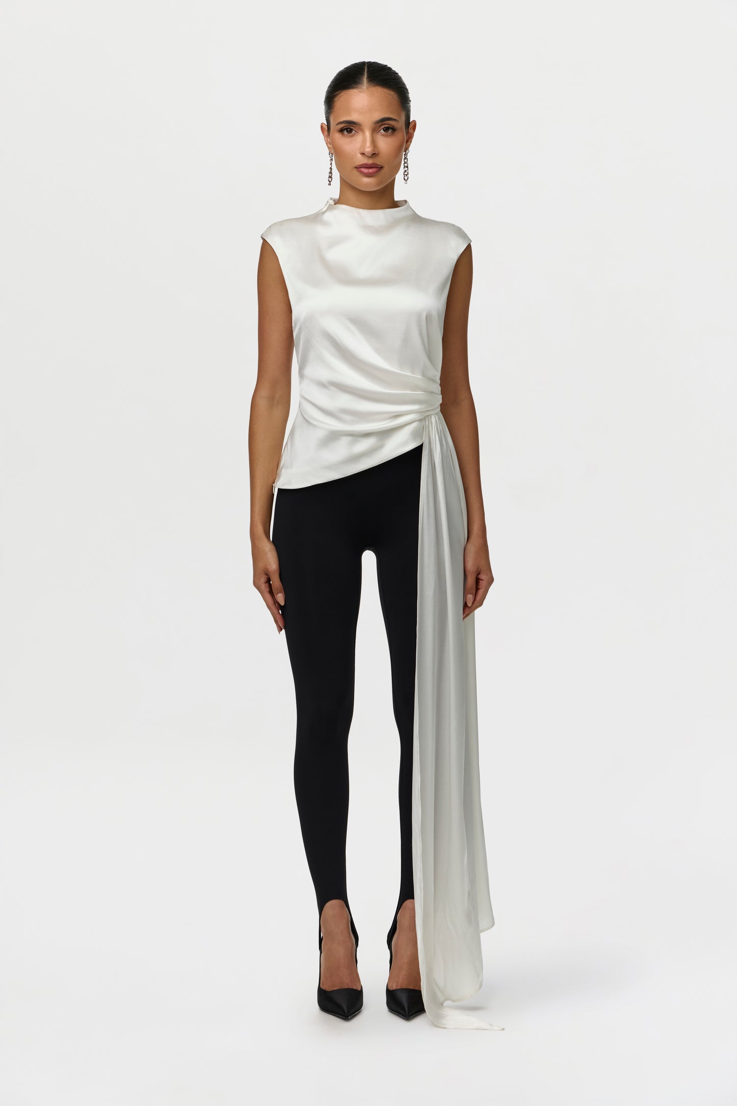 Silk Asymmetric Drape Top