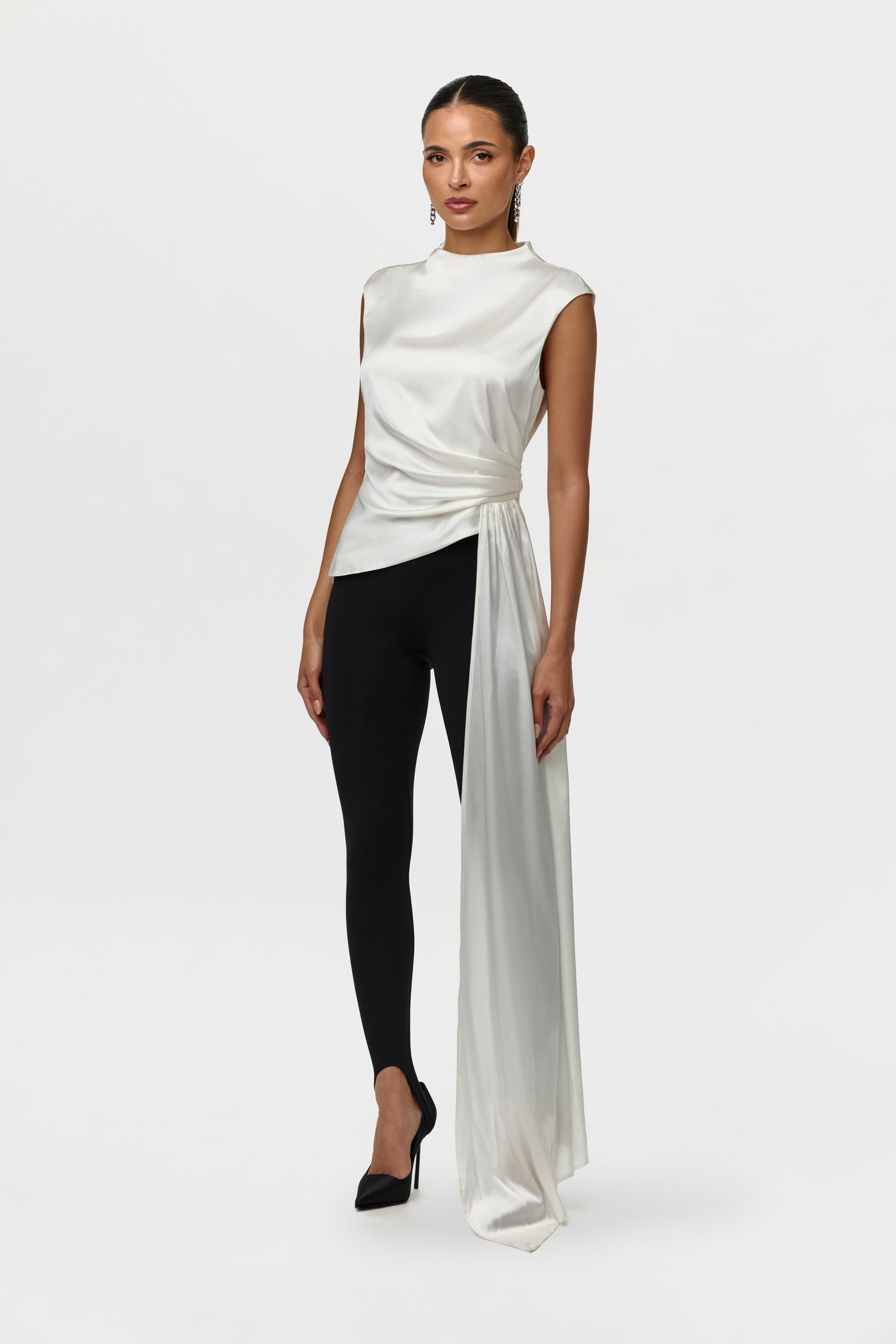 Silk Asymmetric Drape Top