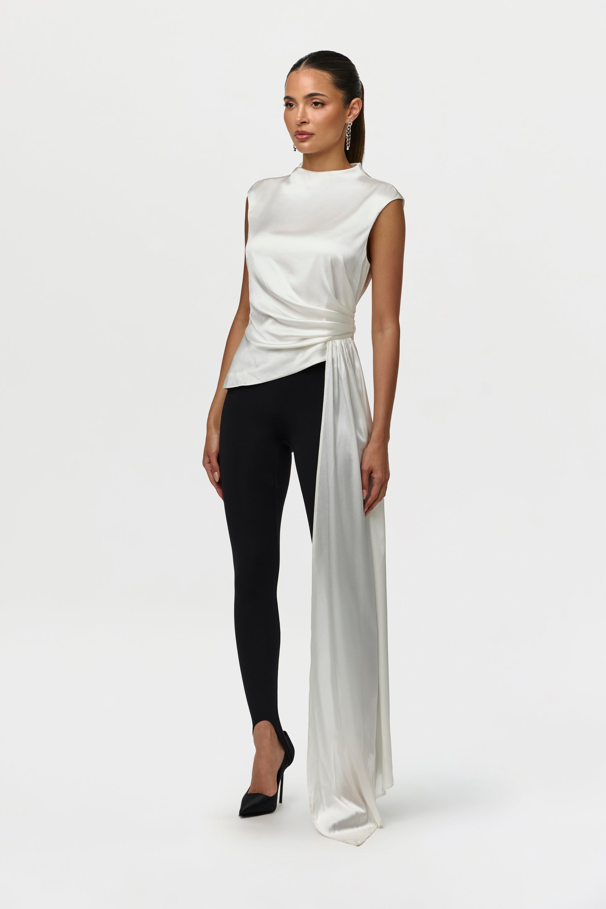 Silk Asymmetric Drape Top