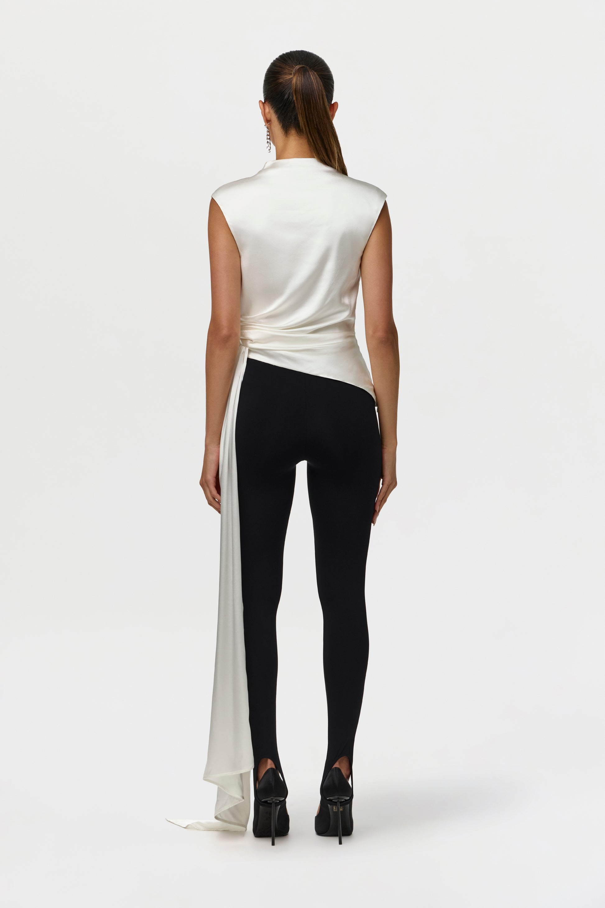 Silk Asymmetric Drape Top