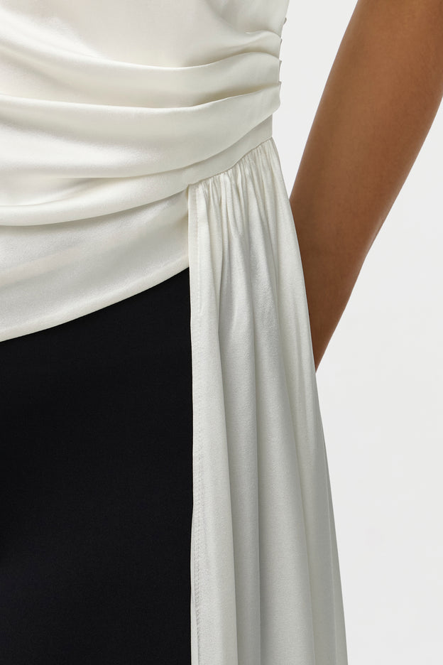 Silk Asymmetric Drape Top