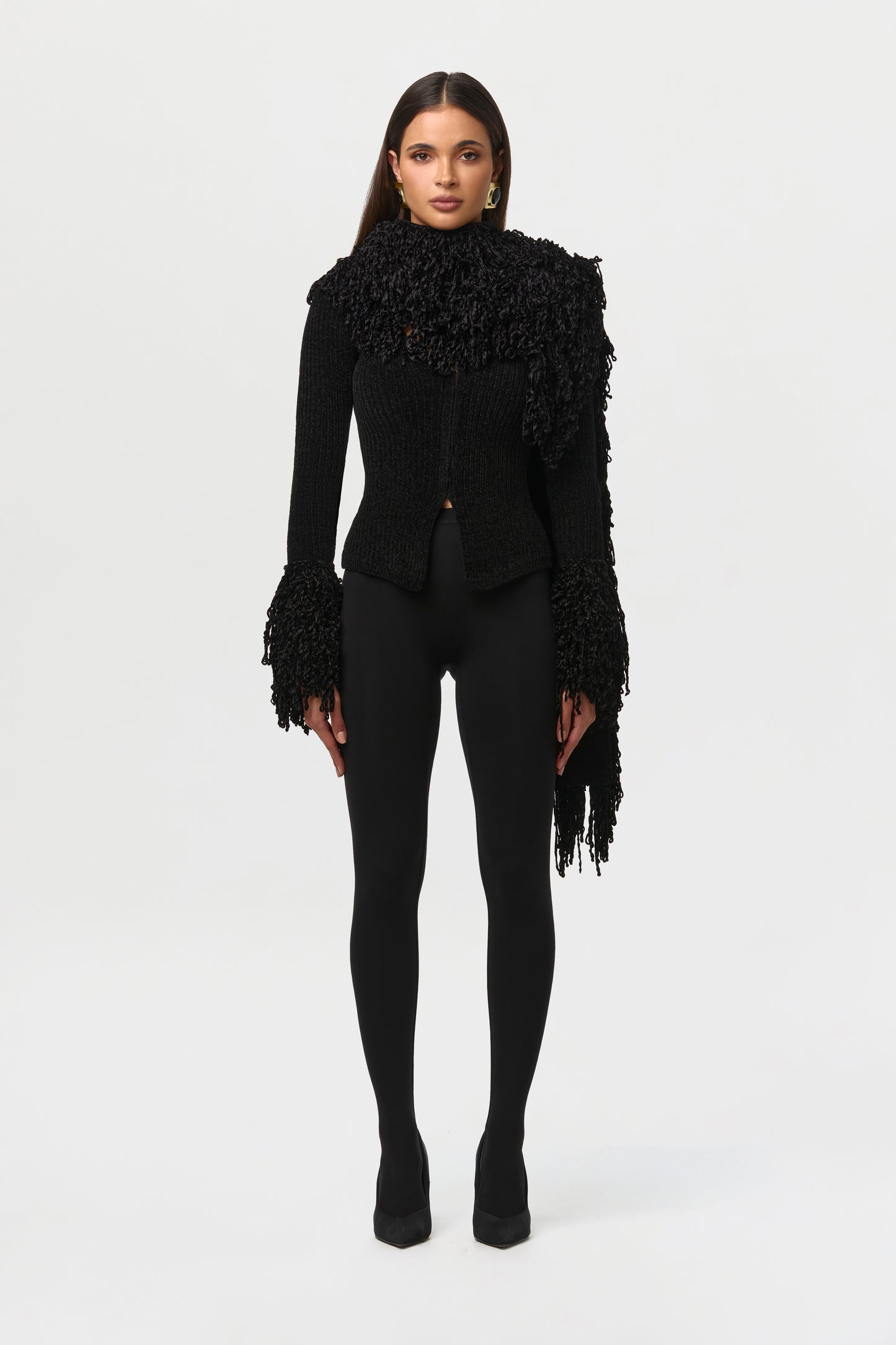 Loop Knit Fringe Cardigan Top