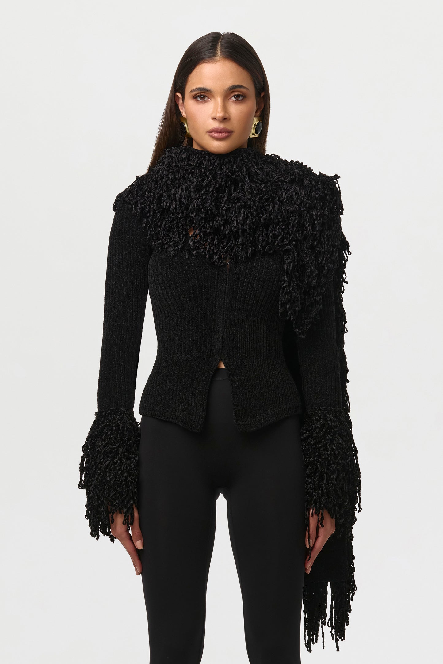 Loop Knit Fringe Cardigan Top