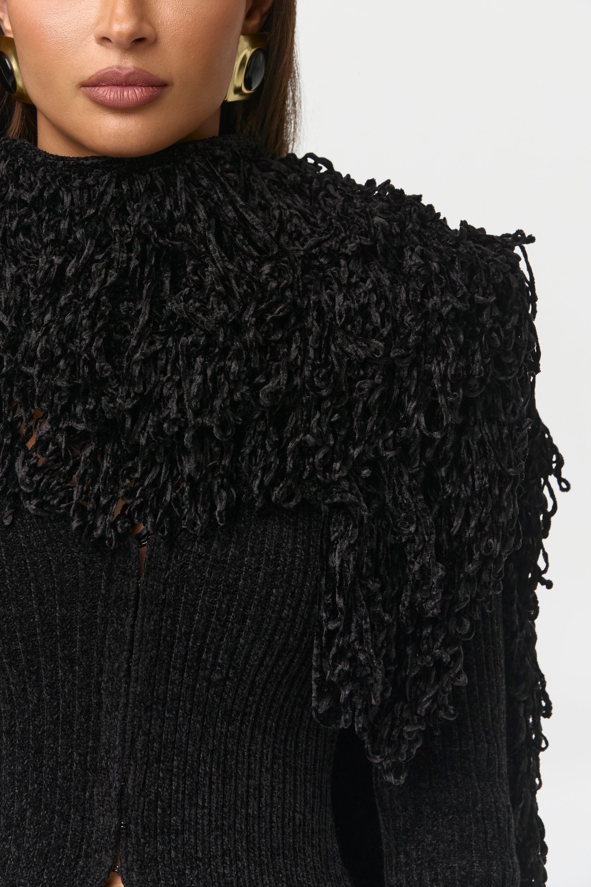 Loop Knit Fringe Cardigan Top
