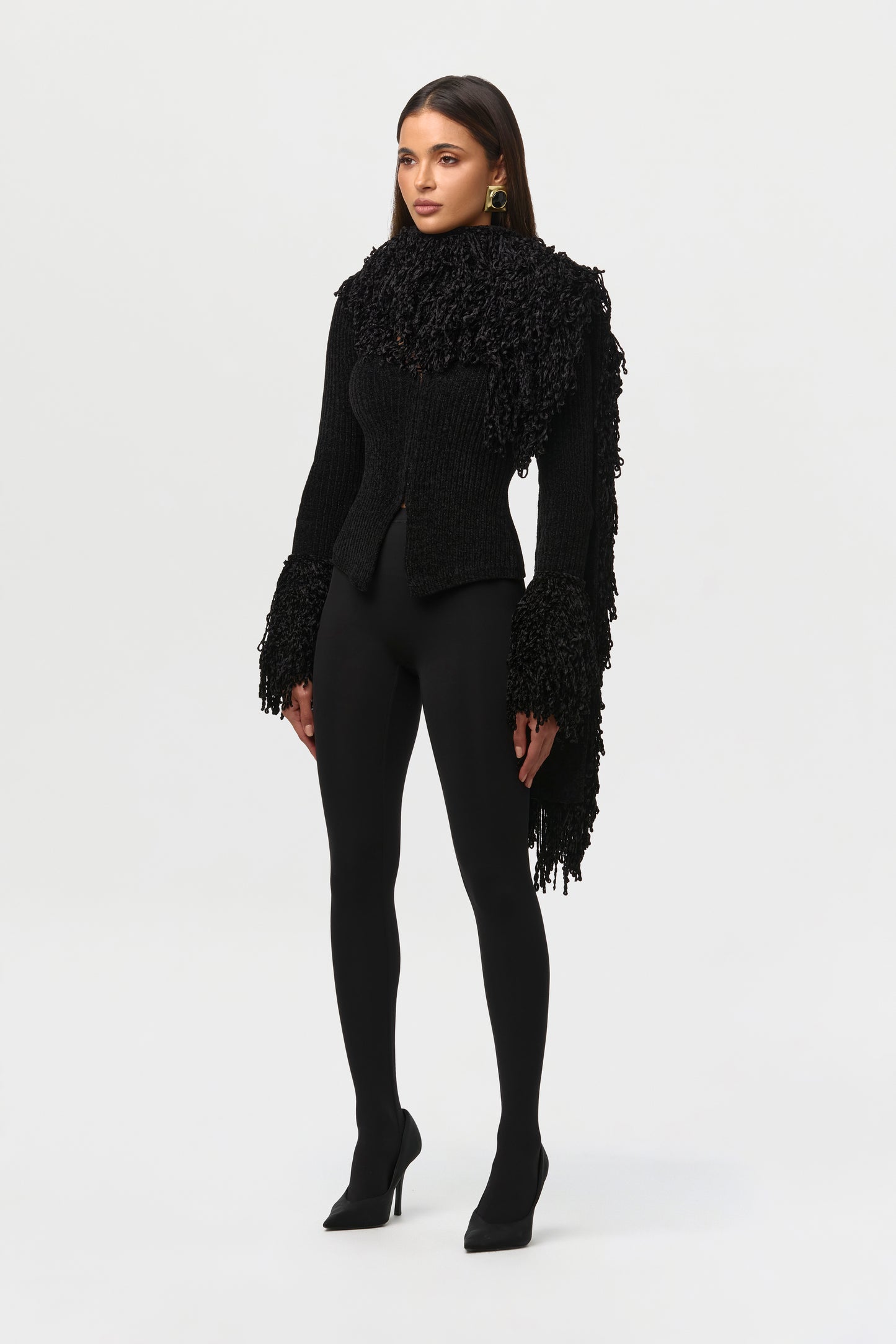 Loop Knit Fringe Cardigan Top