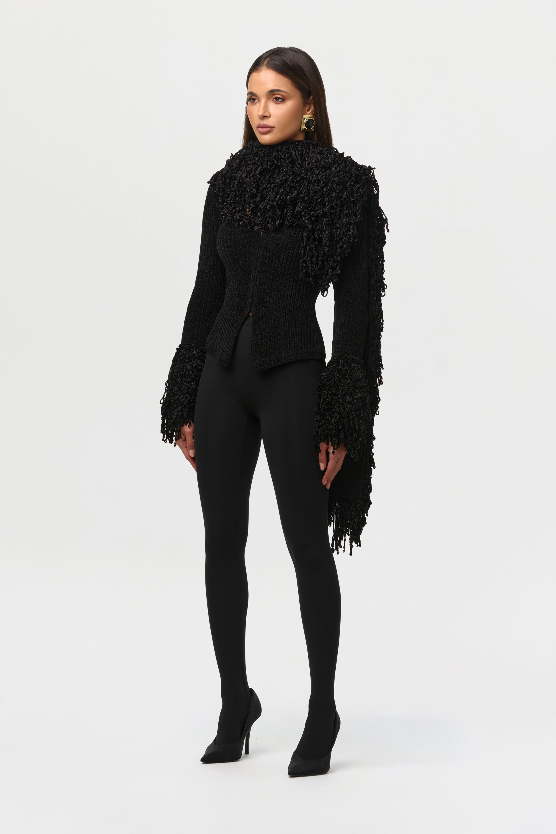 Loop Knit Fringe Cardigan Top