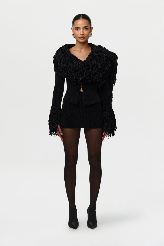 Loop Knit Fringe Cardigan Top