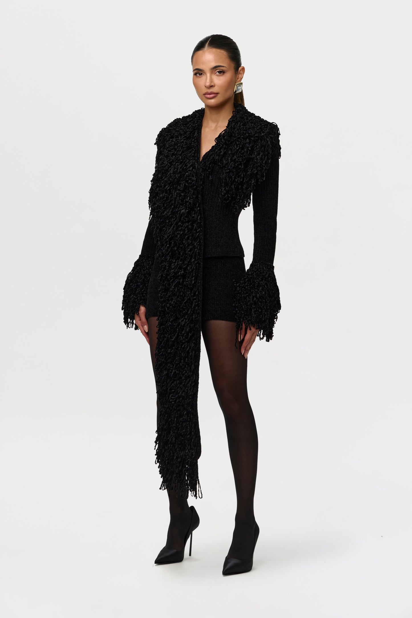 Loop Knit Fringe Cardigan Top