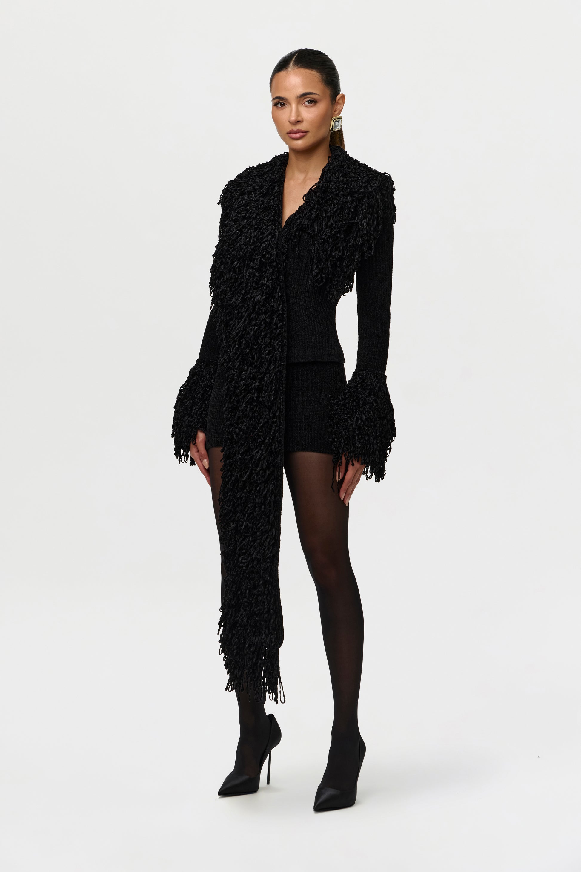 Loop Knit Fringe Cardigan Top