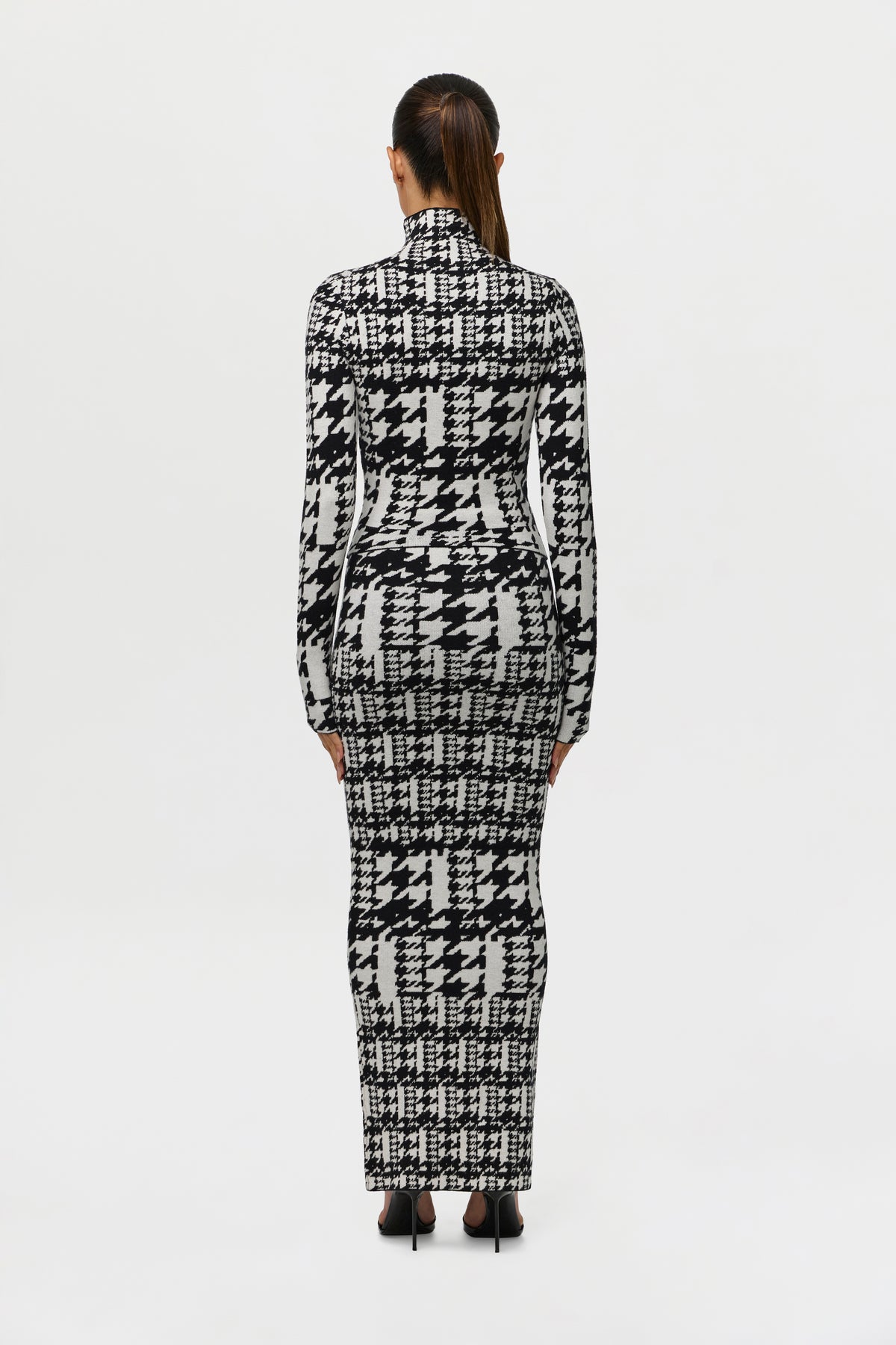 Jacquard Knit Print Turtleneck Top