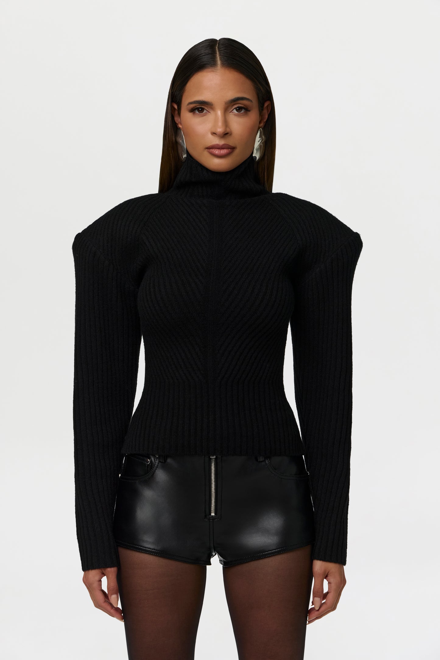 Knit Power Shoulder Sweater