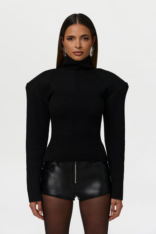 Knit Power Shoulder Sweater