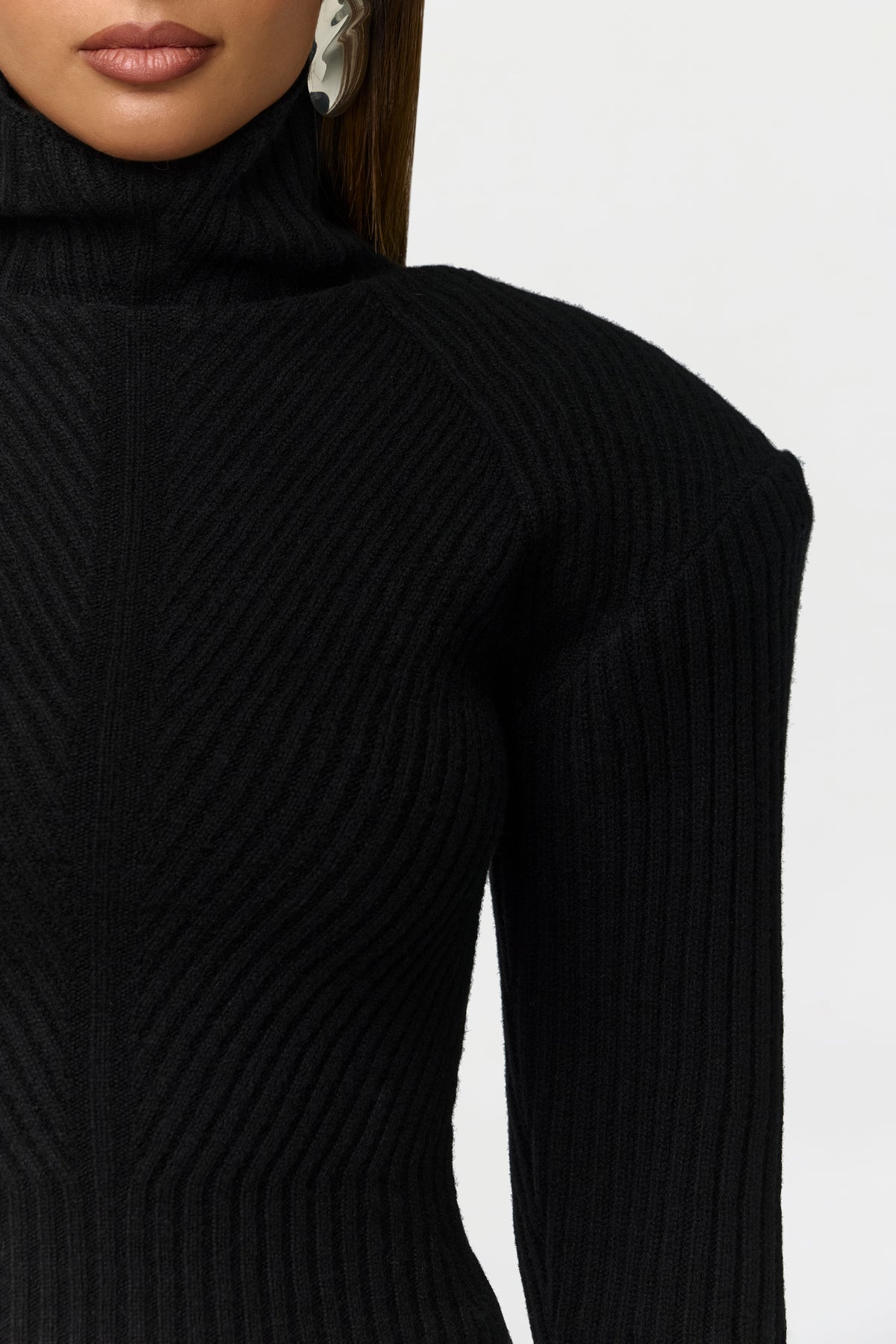 Knit Power Shoulder Sweater