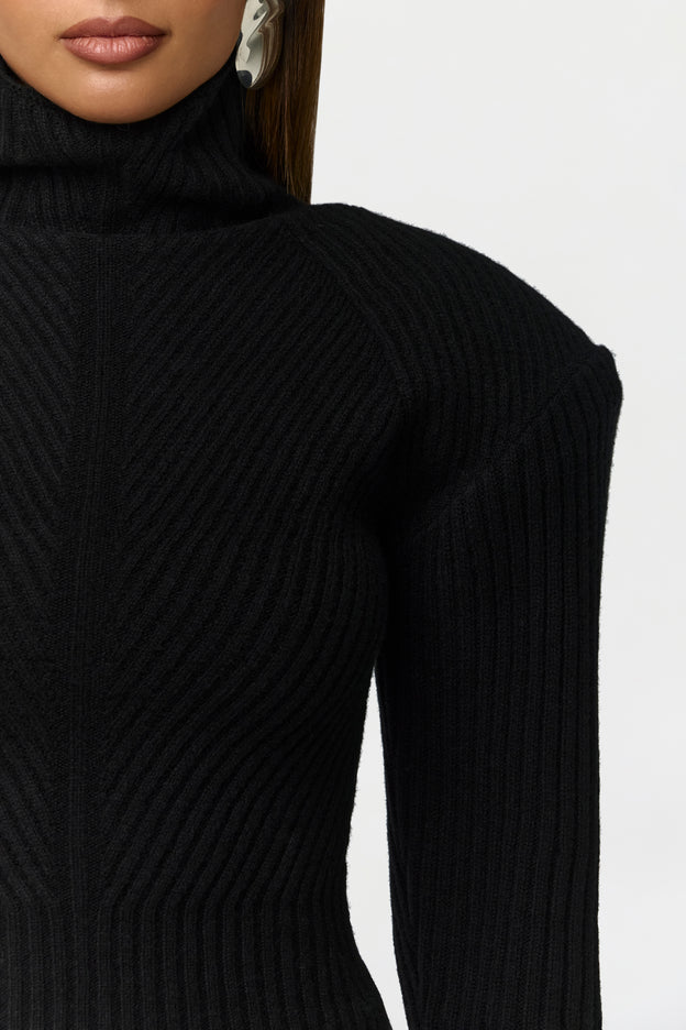 Knit Power Shoulder Sweater