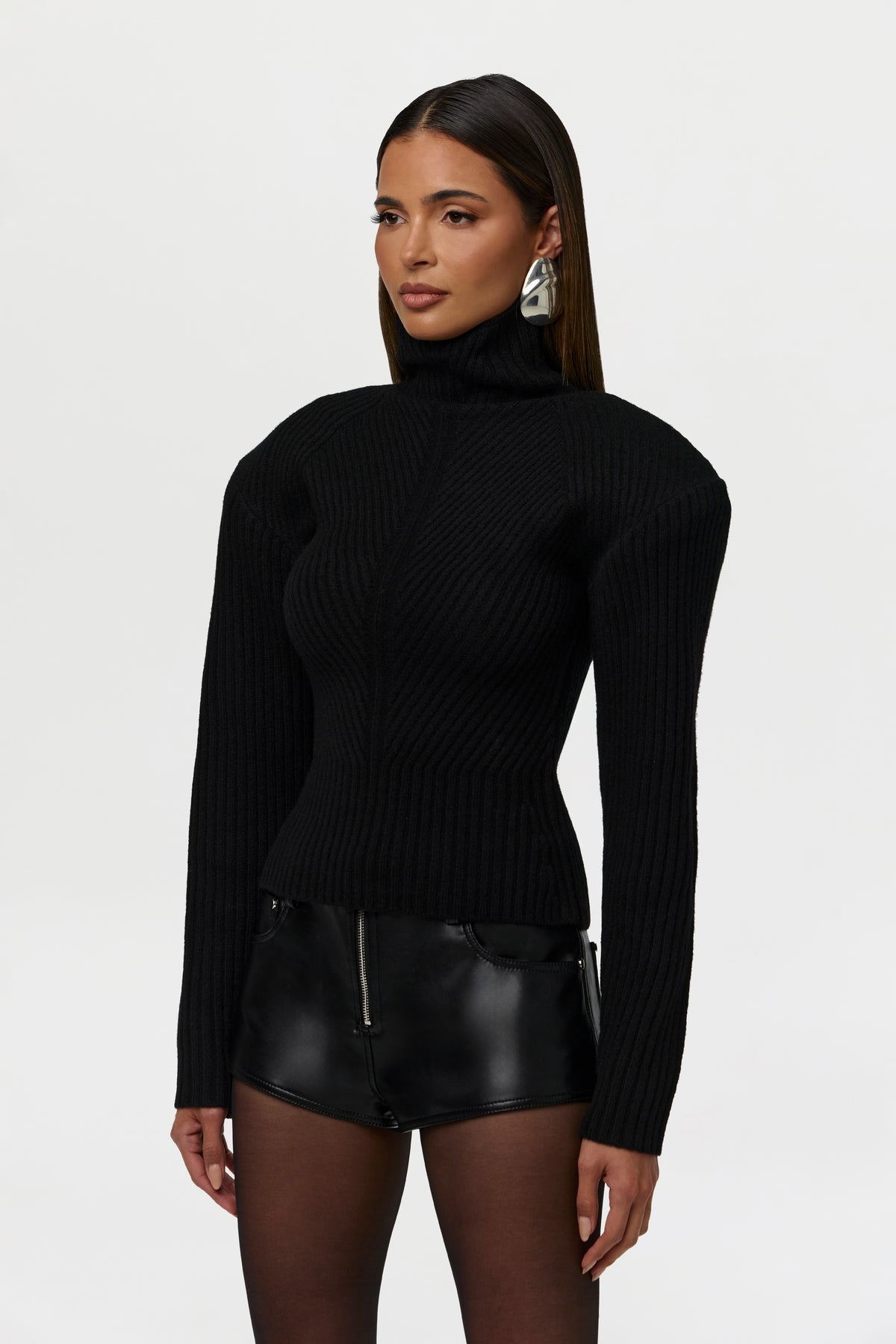 Knit Power Shoulder Sweater