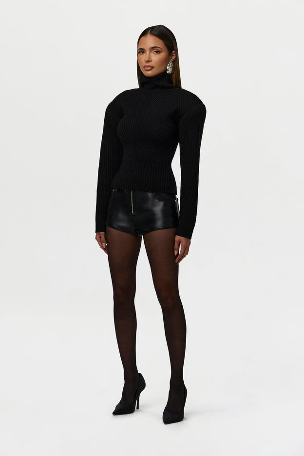 Vegan Leather Moto Shorts