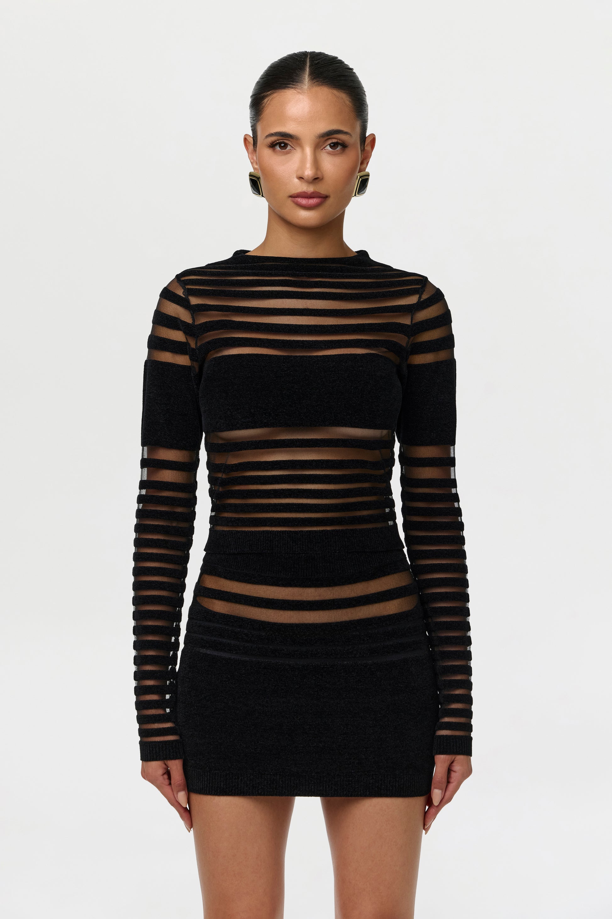 Knit Stripe Sheer Top