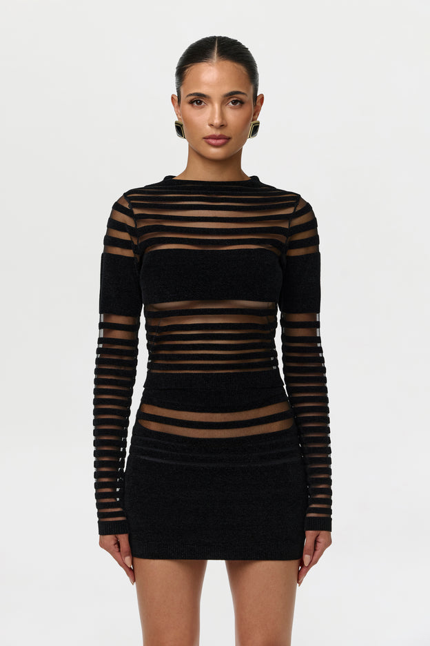 Knit Stripe Sheer Top