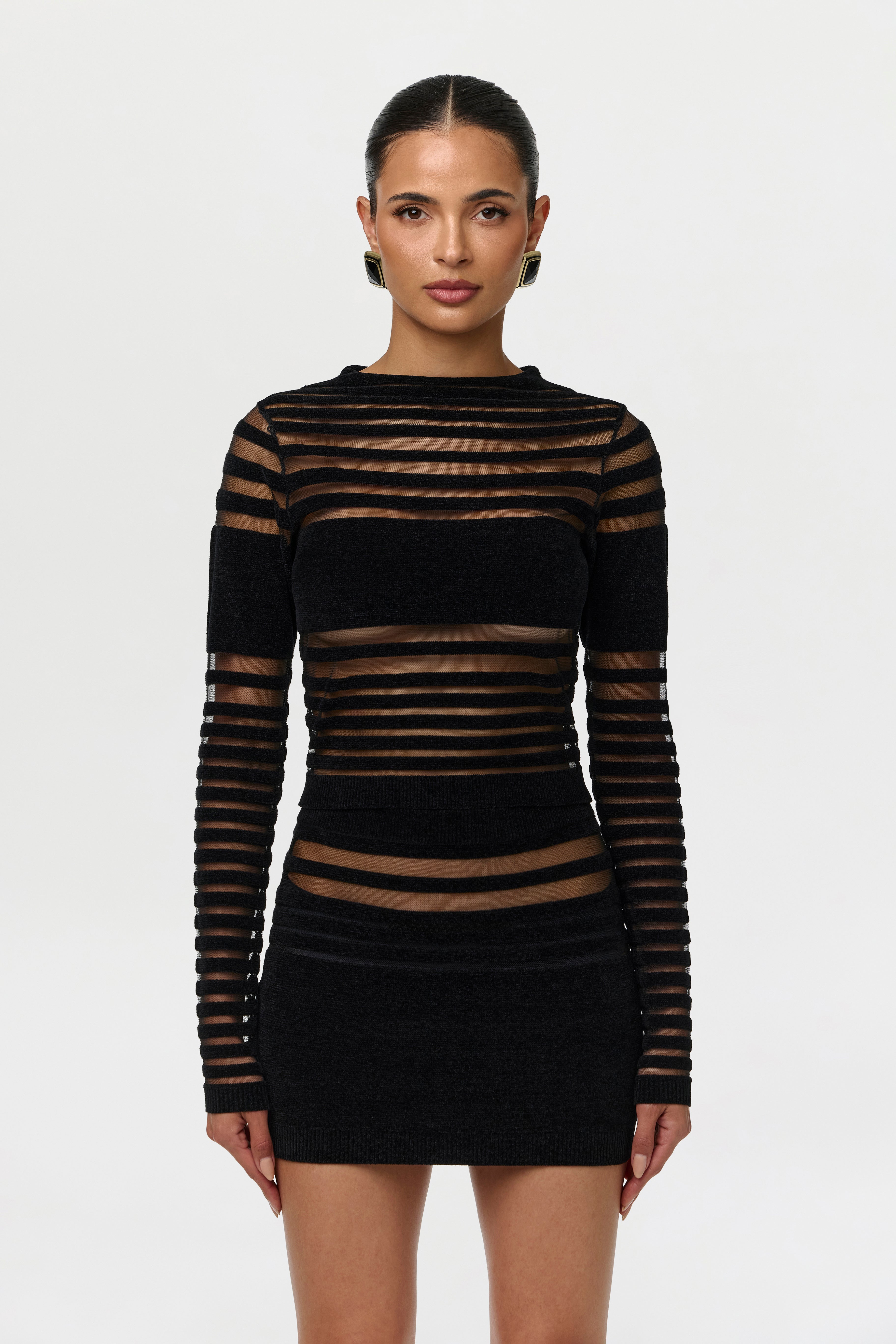 Knit Stripe Sheer Top