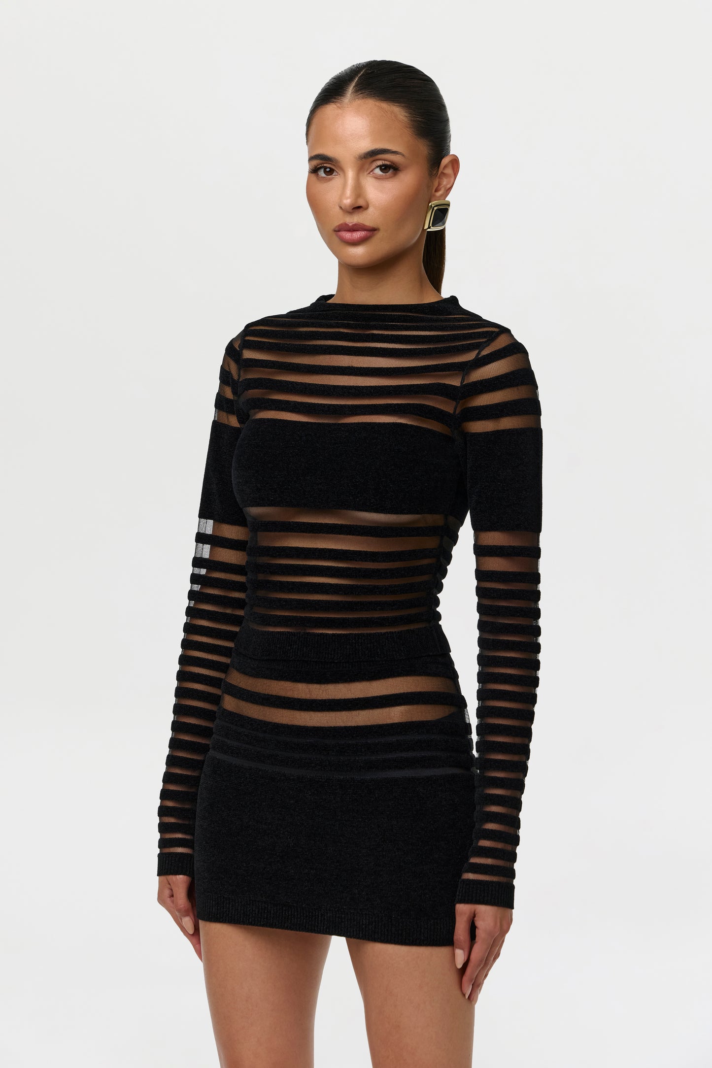 Knit Stripe Sheer Mini Skirt
