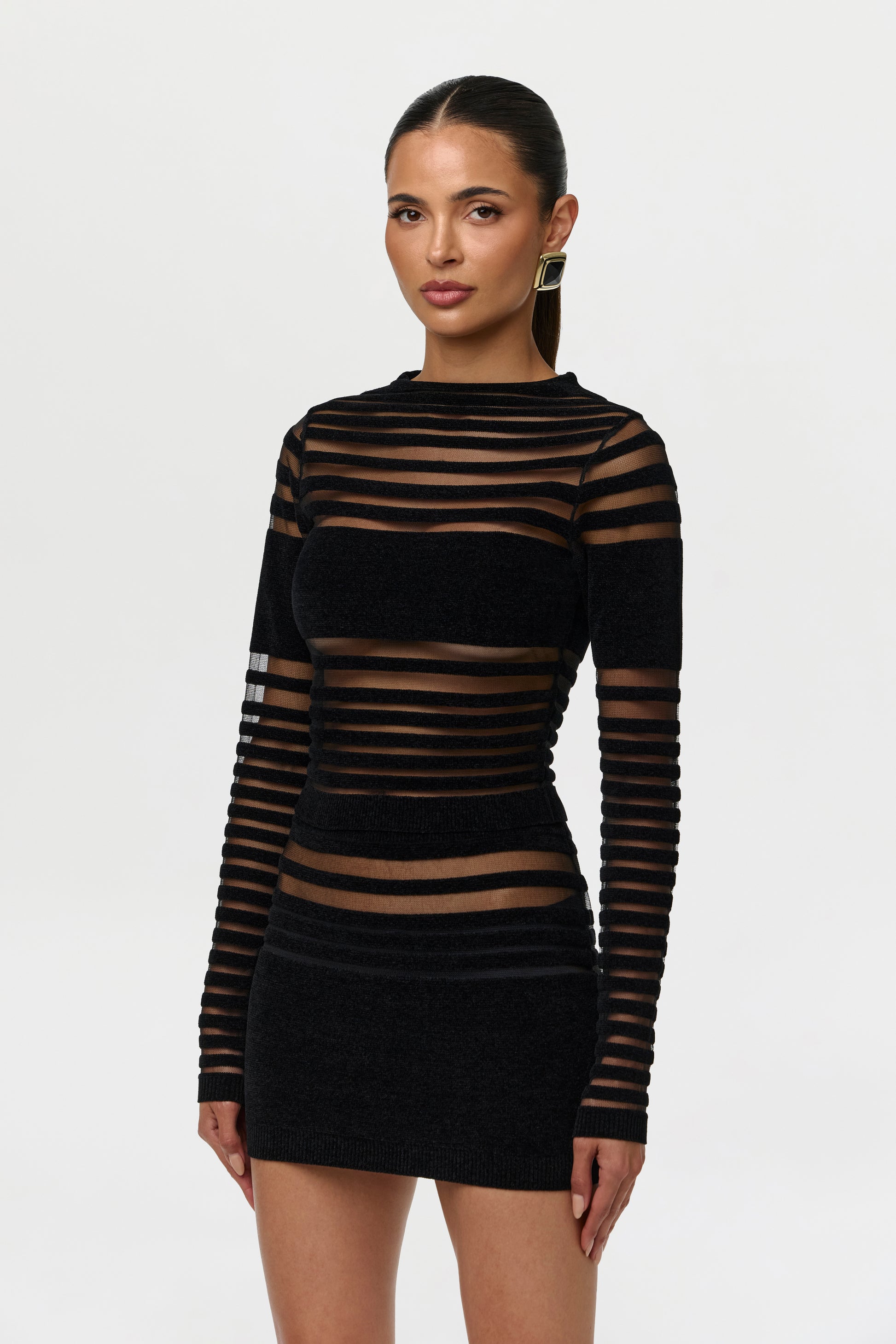 Knit Stripe Sheer Mini Skirt