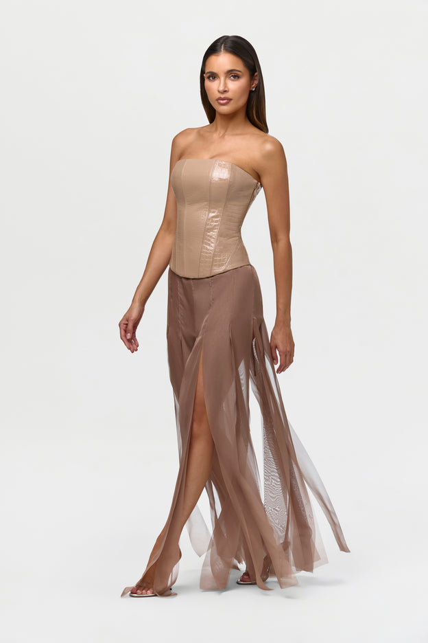 Chiffon Fringe Maxi Skirt