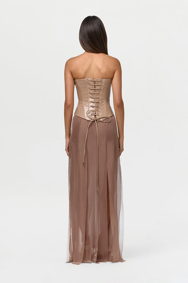 Chiffon Fringe Maxi Skirt
