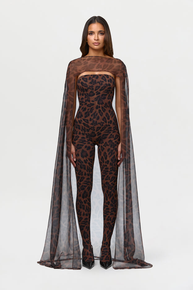 Chiffon Print Sheer Cape