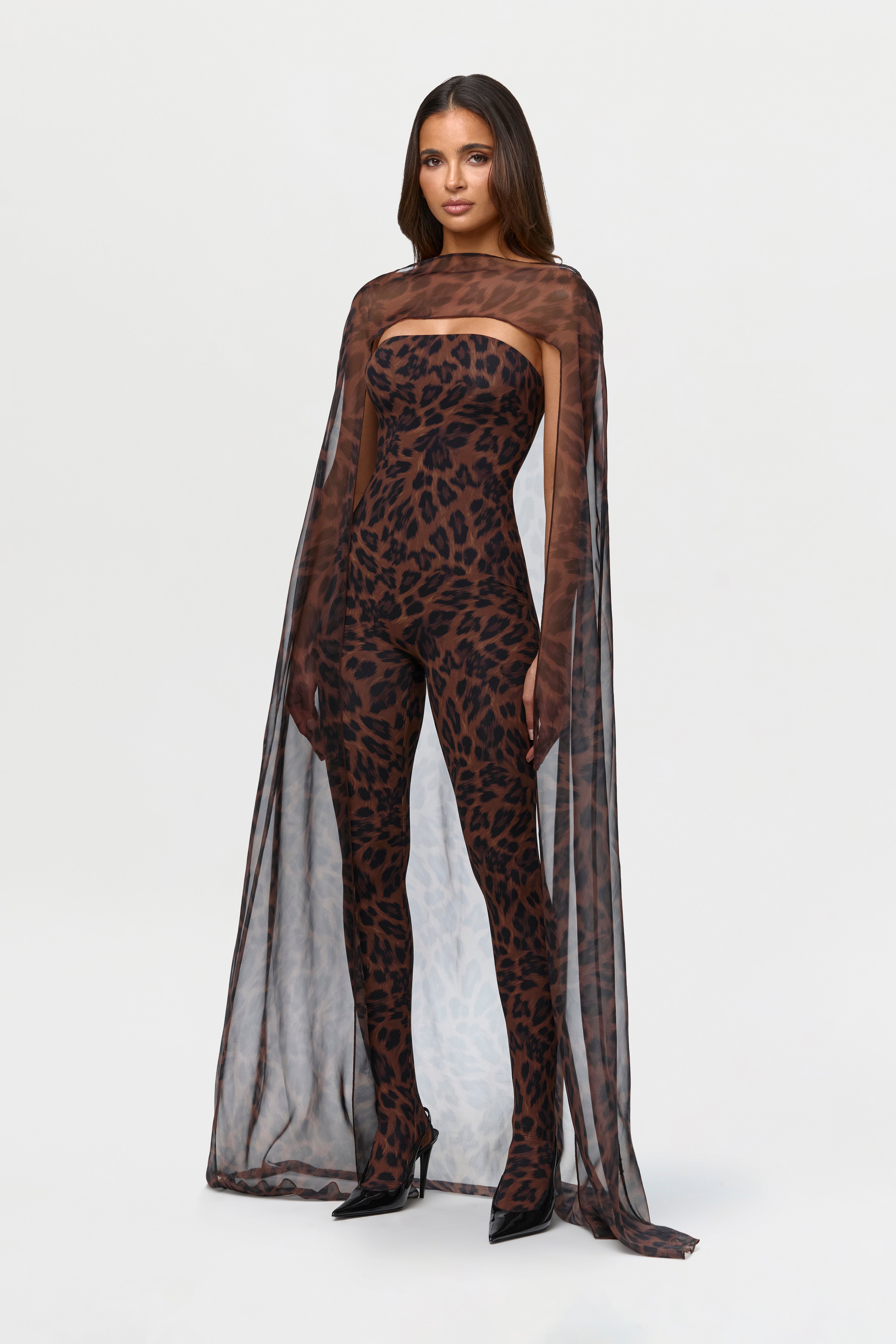 Chiffon Print Sheer Cape