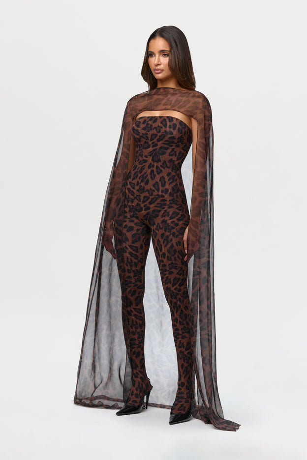 Chiffon Print Sheer Cape