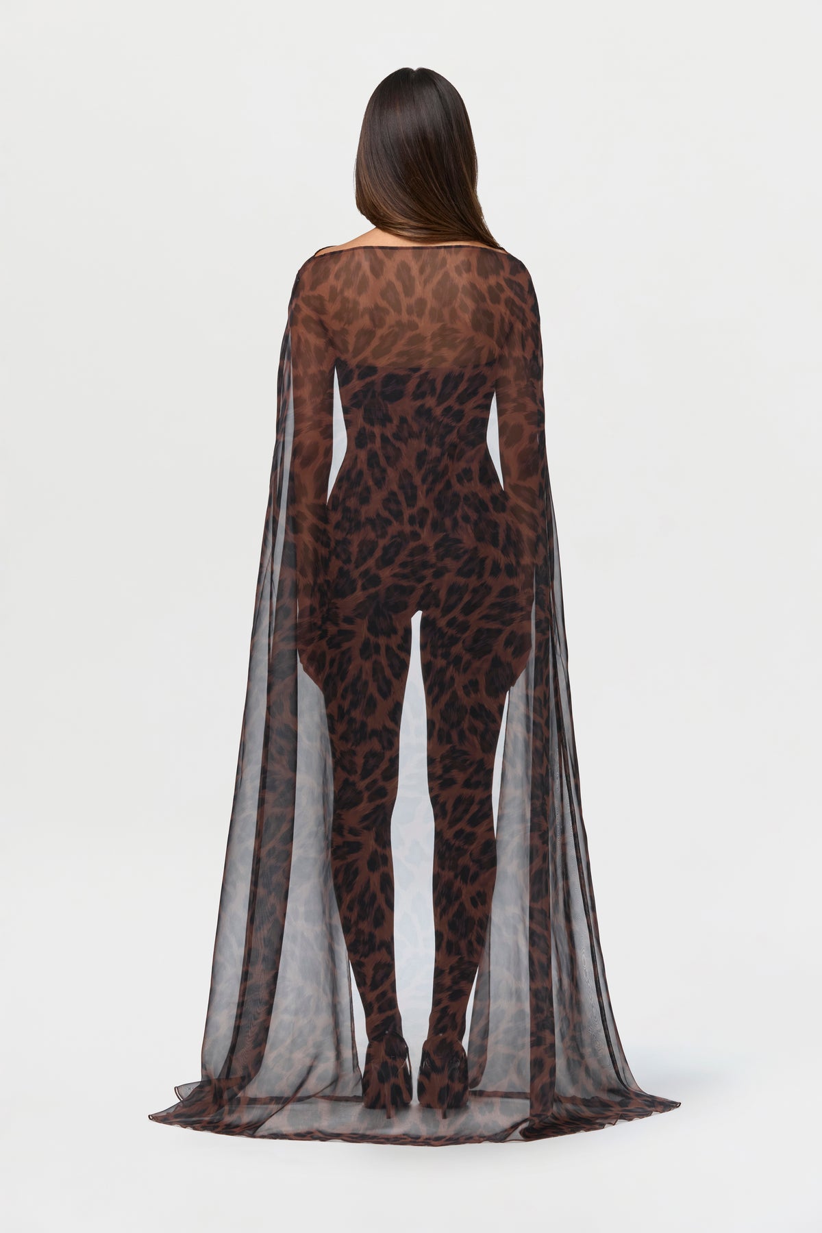 Chiffon Print Sheer Cape