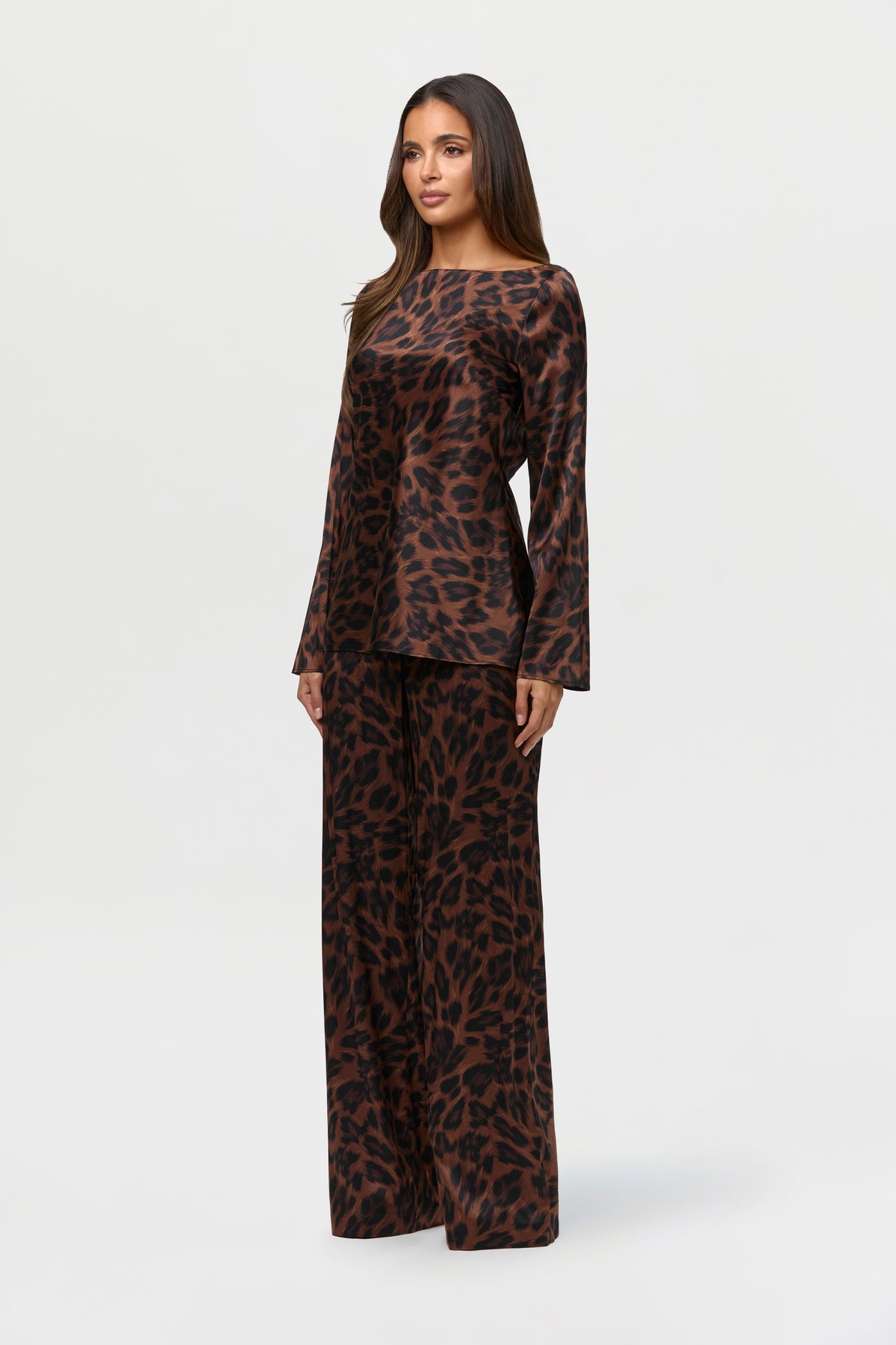 Silk Boatneck Print Tie Top