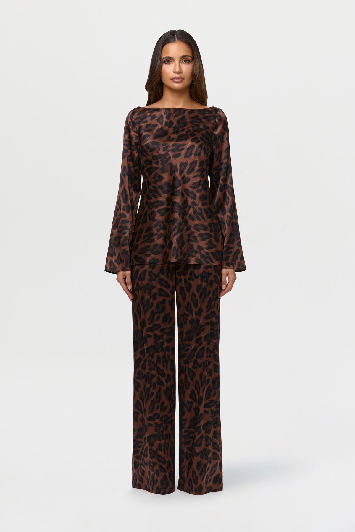 Silk Boatneck Print Tie Top