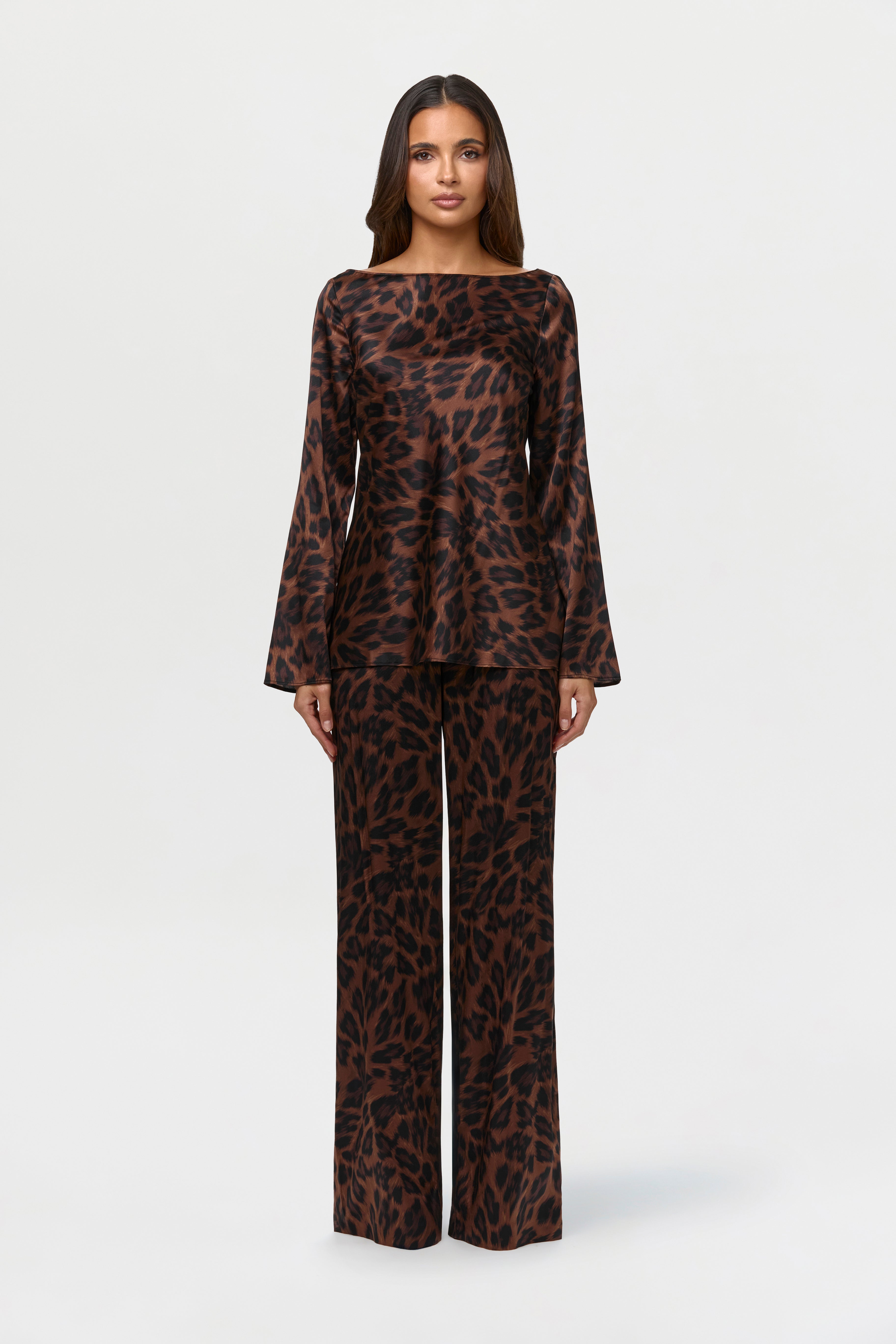 Silk Print Wideleg Pants