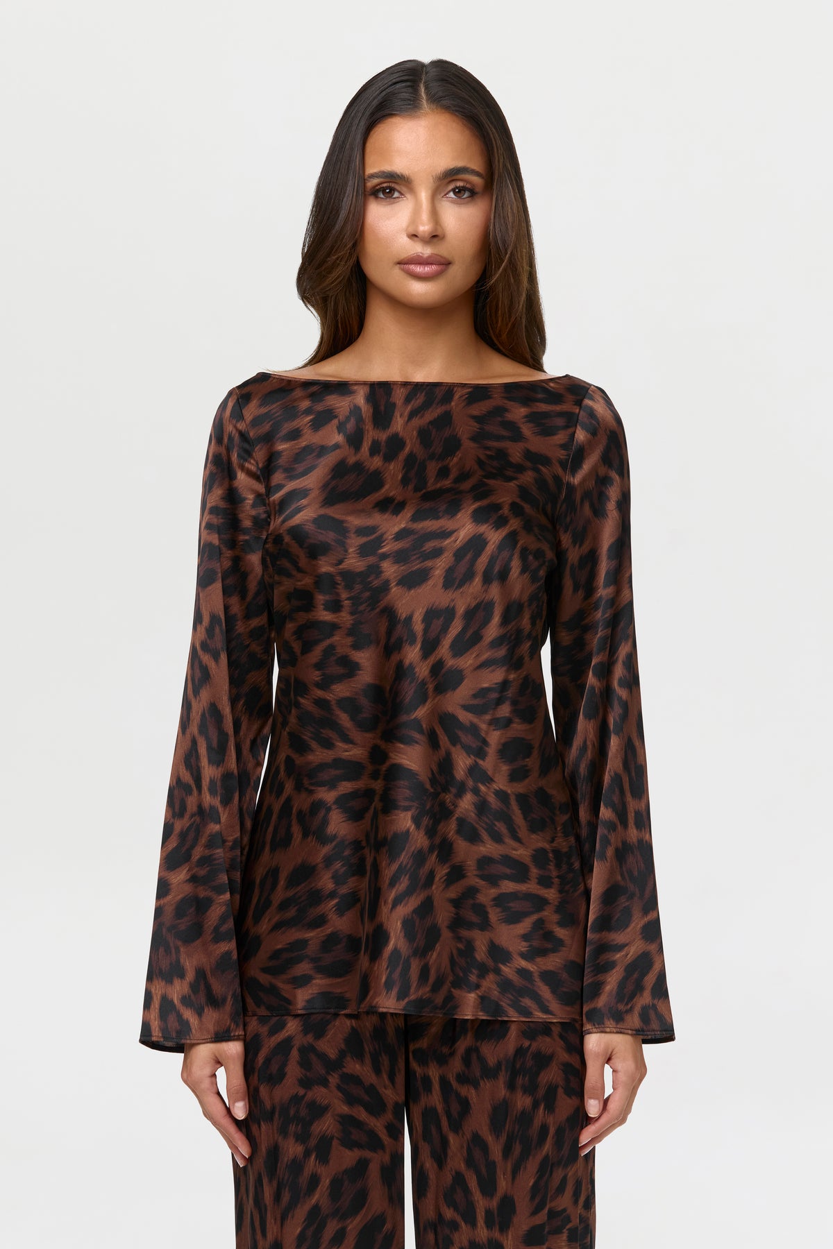 Silk Boatneck Print Tie Top