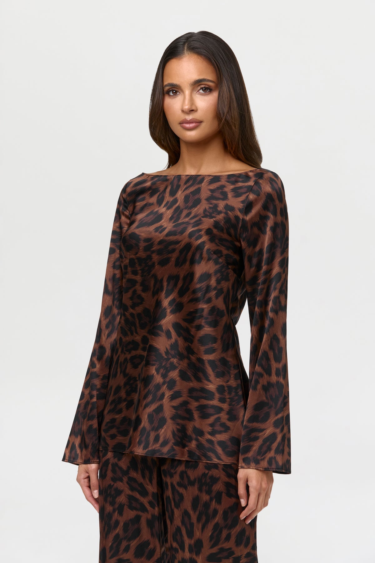 Silk Boatneck Print Tie Top