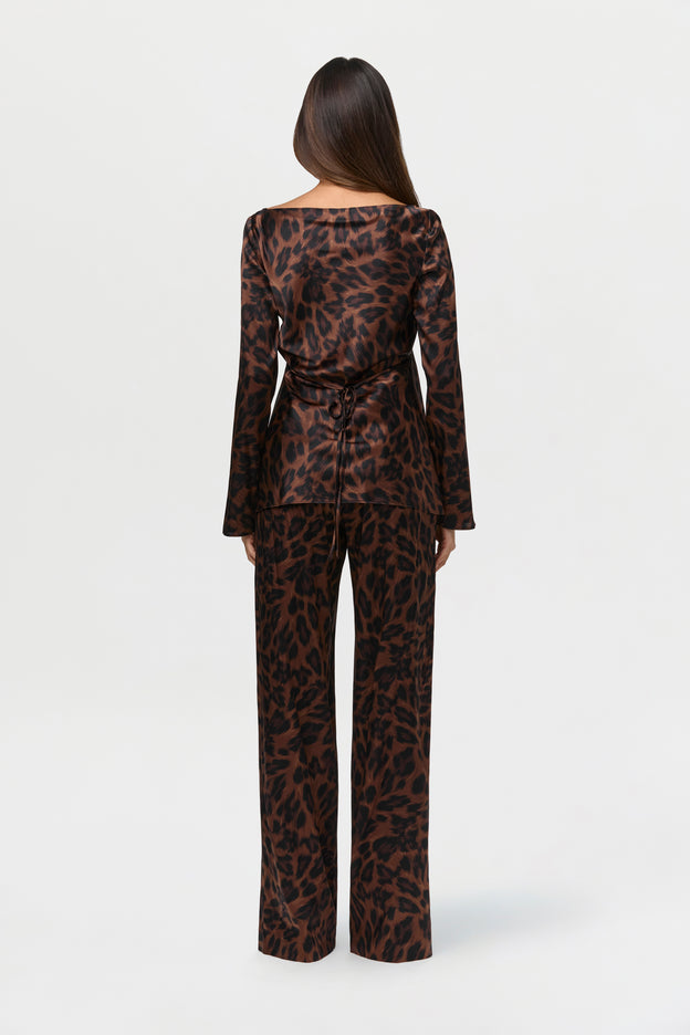 Silk Print Wideleg Pants