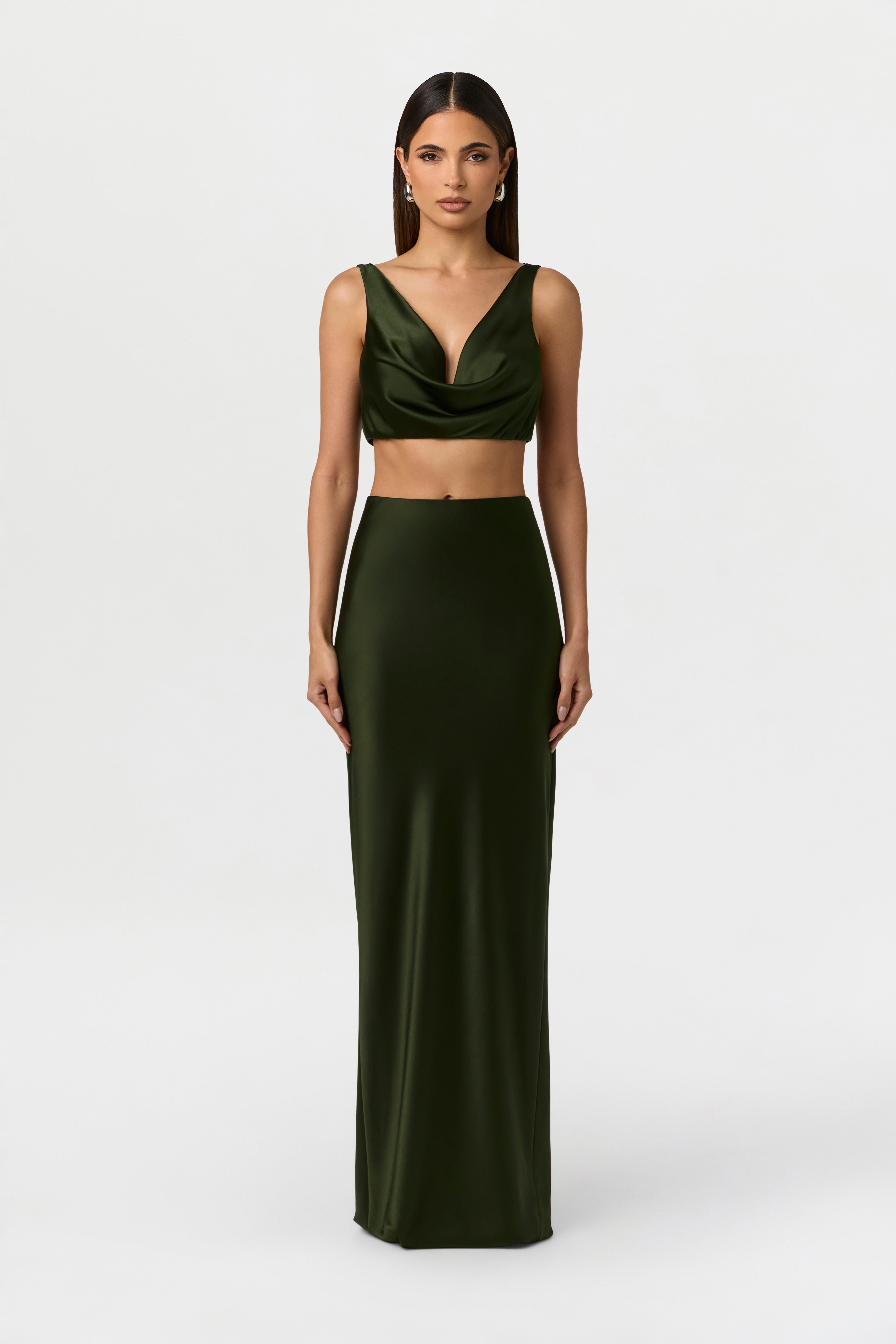 Silk High Waist Maxi Skirt