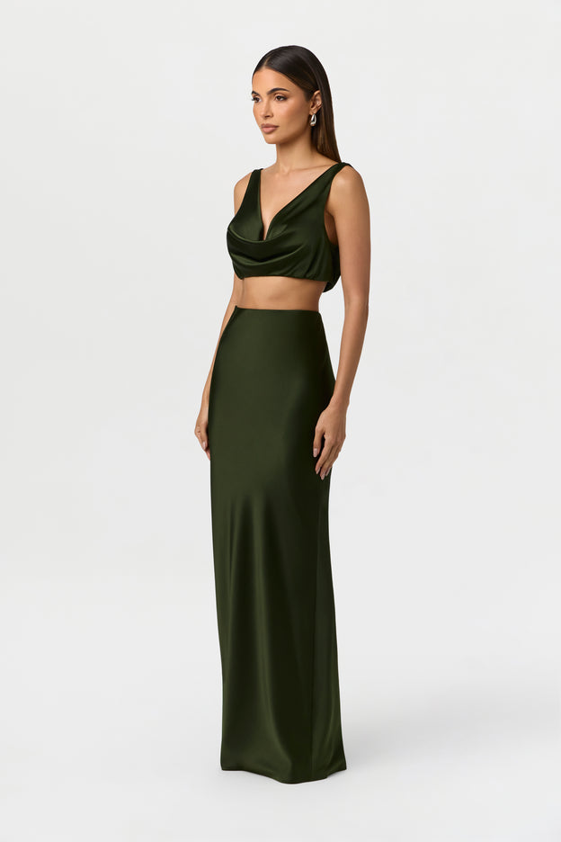 Silk High Waist Maxi Skirt