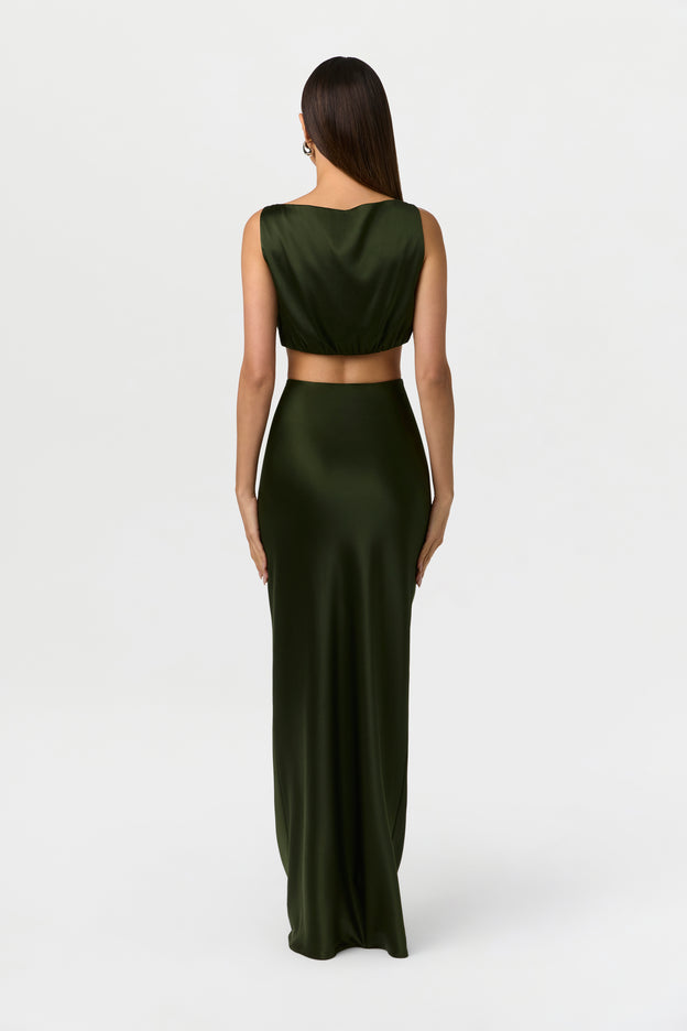 Silk High Waist Maxi Skirt