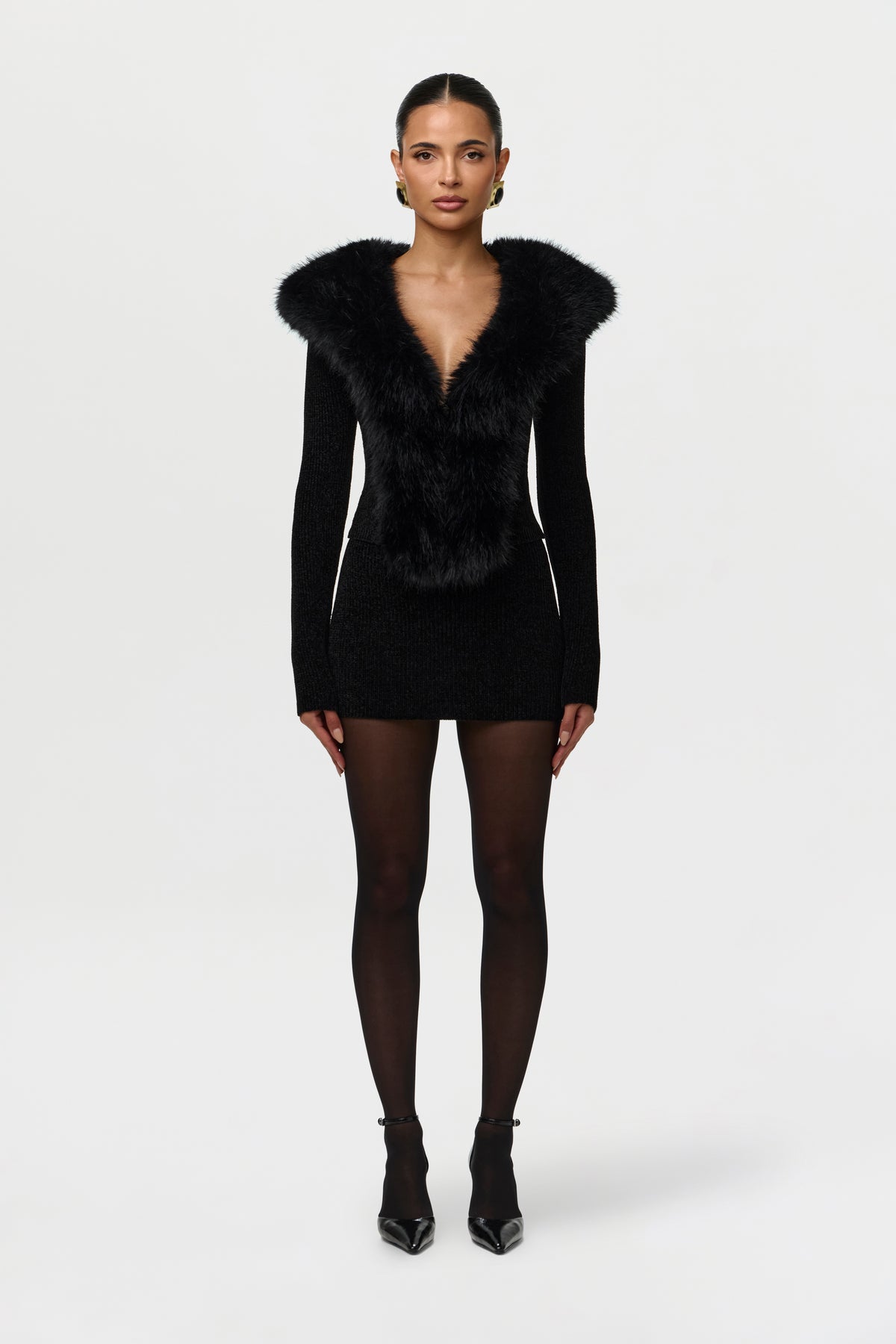 Knit Faux Fur Cardigan Top