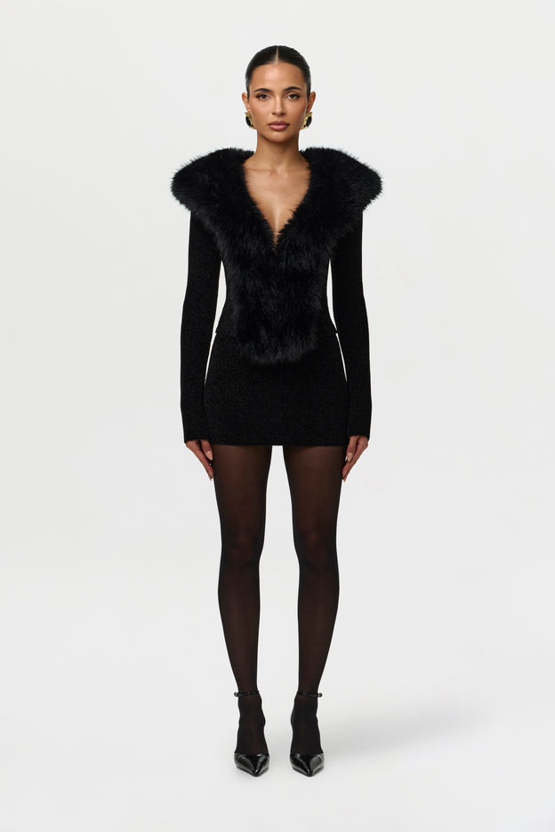 Knit Faux Fur Cardigan Top