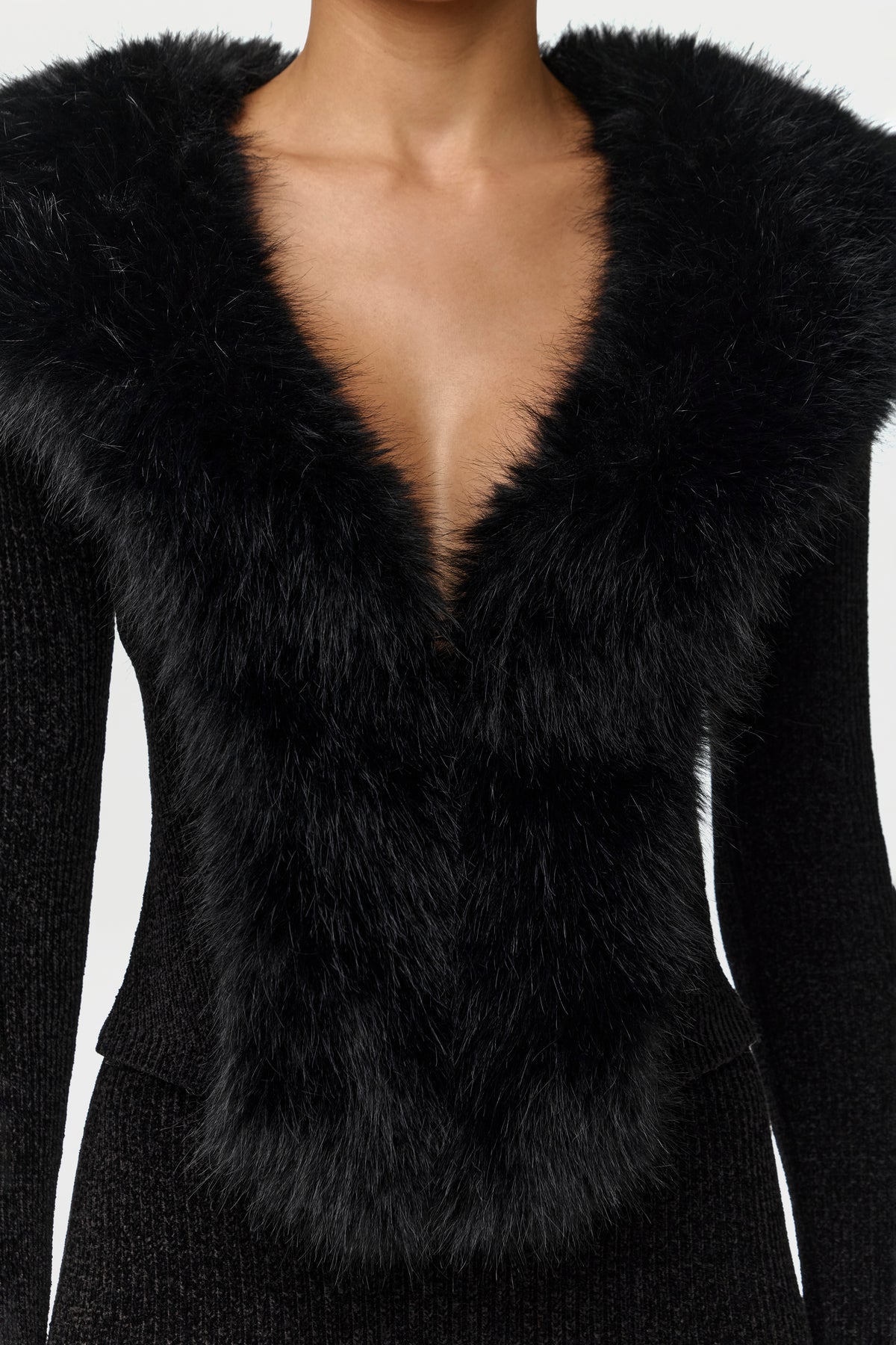 Knit Faux Fur Cardigan Top