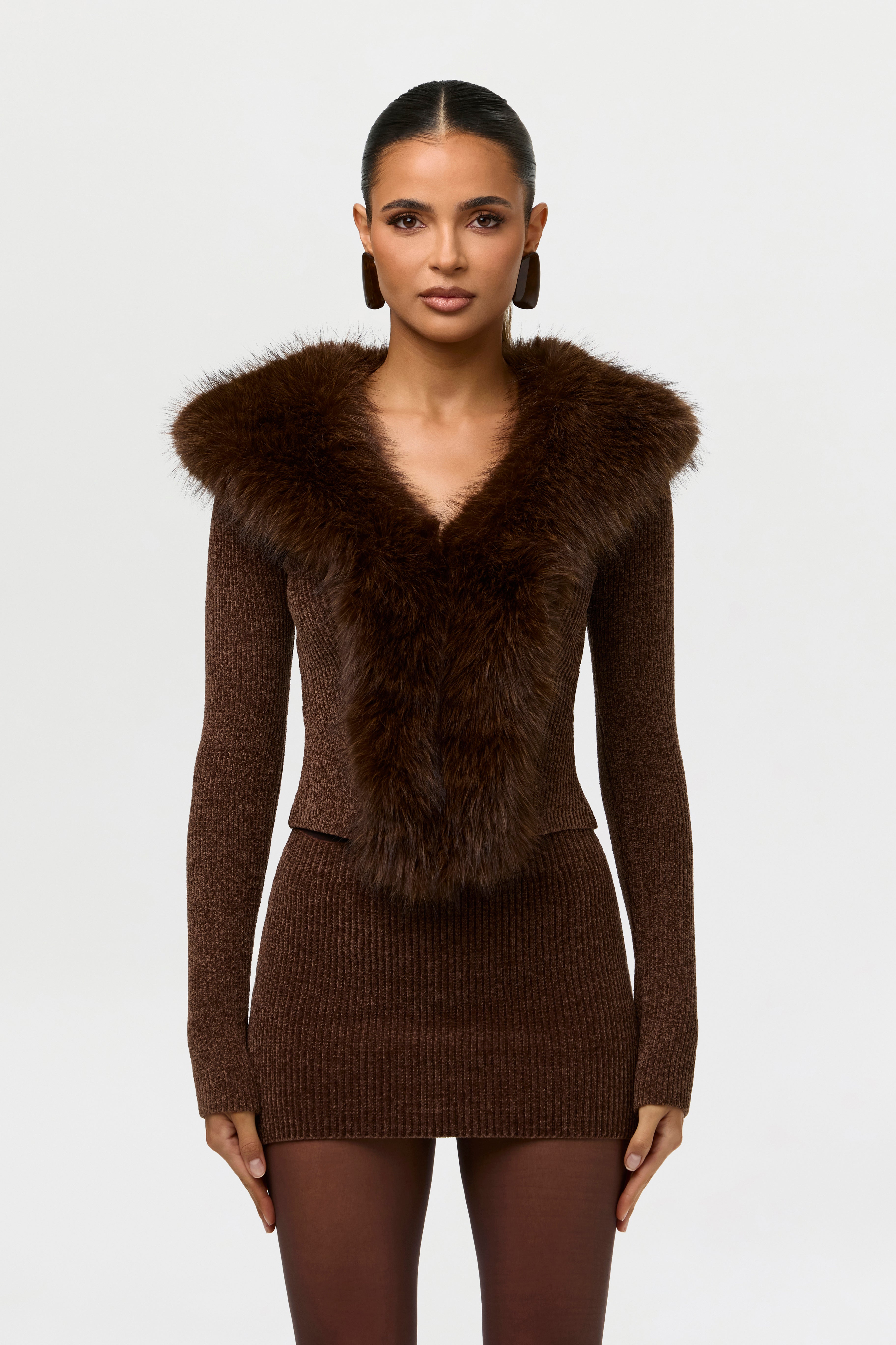 Knit Faux Fur Cardigan Top
